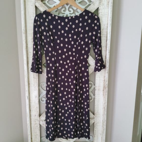 Connected Apparel Women Petite Flounce Bell Sleeve Faux Wrap Midi Sheath Dress - Picture 9 of 10